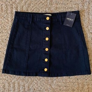 Navy Blue A-Line Button-Down Skirt NWT